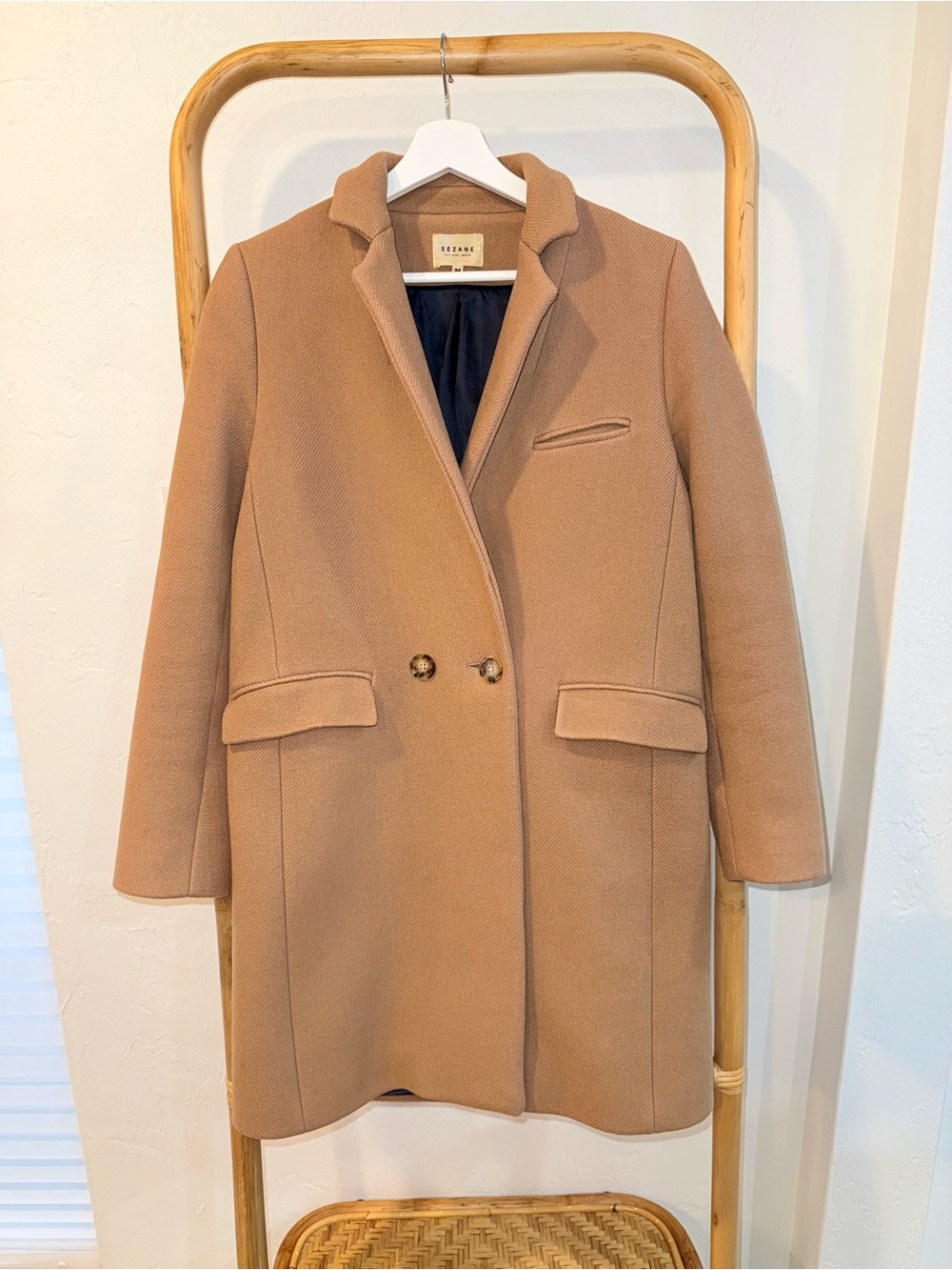 Sezane Wool Coat 34 Camel Brown